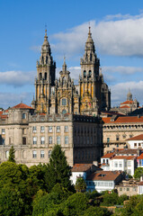 Fototapeta premium Santiago de Compostela cathedral dominating the skyline of the city.