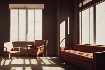 Beautifully Decorated Room with A window and furniture, Background Image. Genarative AI