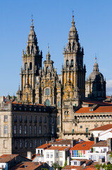 Santiago de Compostela cathedral dominating the skyline of the city.