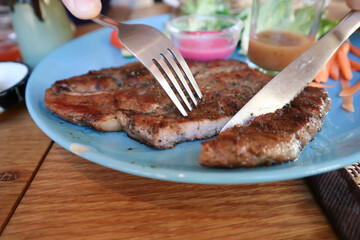 grilled pork or roasted pork , pork steak