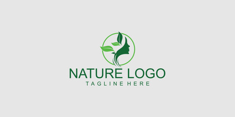 Simple nature logo design with modern style premium vector