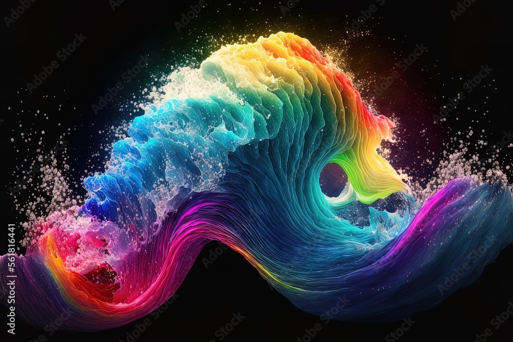 Poster rainbow light effect flowing colors of light generative ai