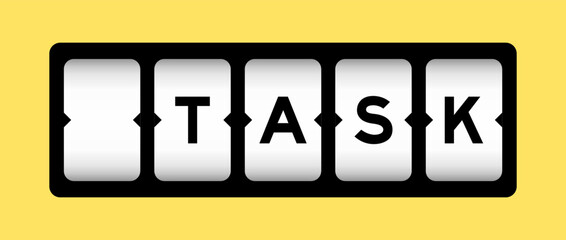 Black color in word task on slot banner with yellow color background
