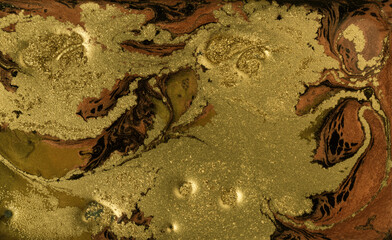 Marble Gold and Bronze Mixed Ink Pattern.