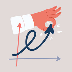 Vector illustration of hand holding increase business graph trading for business investment
