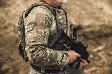 Soldier with a rifle on a shooting range