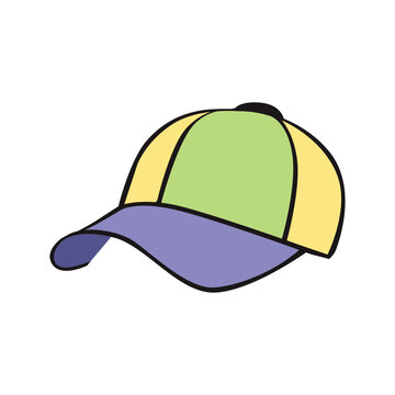 Baseball color cap. Fashionable hat with sun purple visor for sports and wear in everyday vector life