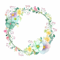 Cute watercolor frame with spring flowers