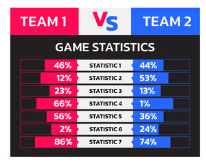 sport statistic comparison template. data comparison template. vector illustration.