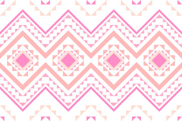 Geometric ethnic pink color pattern traditional Design for background,carpet,wallpaper,clothing,wrapping,fabric,Vector illustration.embroidery style.