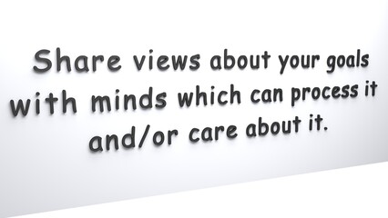 Thought of the day. Truths of life. writing on the wall. white wall. 3d render. black letters on white wall