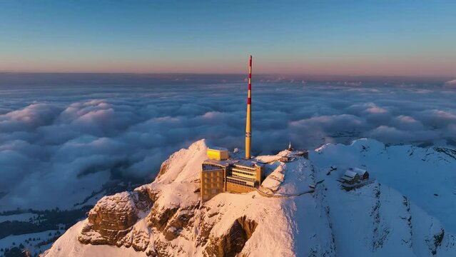 Aerial View of the Mountain Seantis in the Swiss Alps, Switzerland. Santis