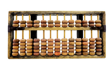 Ancient Chinese wooden abacus - obrazy, fototapety, plakaty