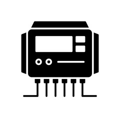 Solar charge controller black icon on white background