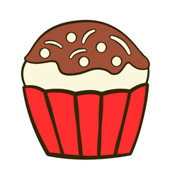 Chocolate cupcake. Valentine's day. Flat icon. Vector illustration