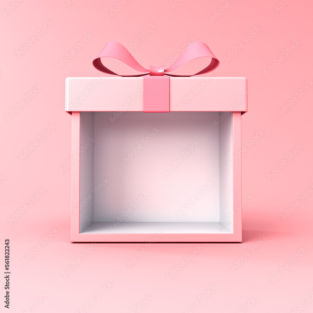 Poster sweet pink product display gift box or blank exhibition booth present box stand with pink ribbon bow
