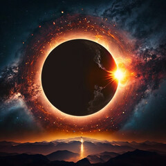 Obraz premium black hole in the background of the galaxy