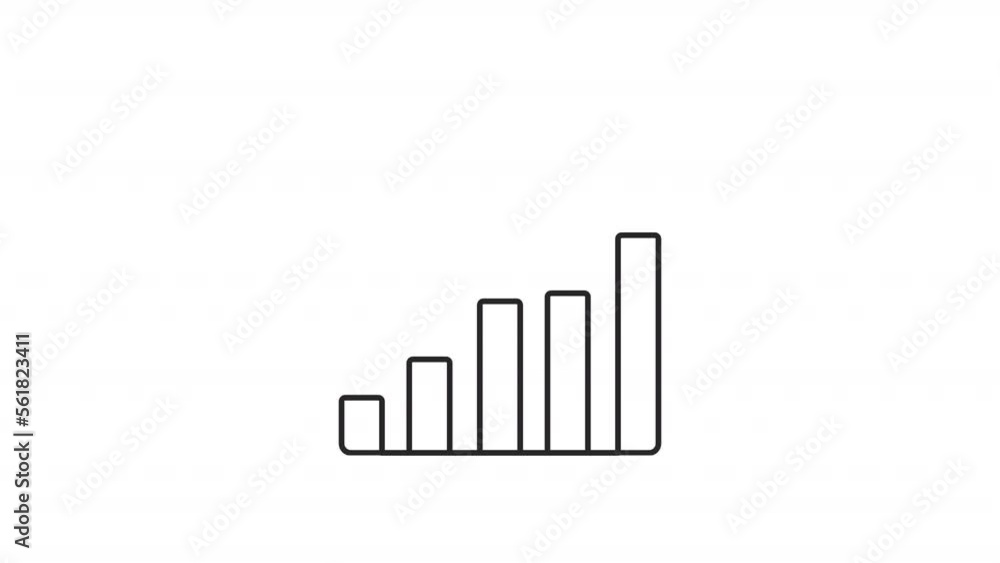 Poster animated statistics linear icon. finance and business. financial report. company growth. seamless lo
