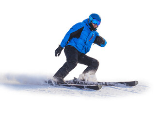 Man skier on a slope in the mountains isolated