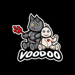 voodoo mascot esport logo design vector. two funny voodoo for team sport and gaming