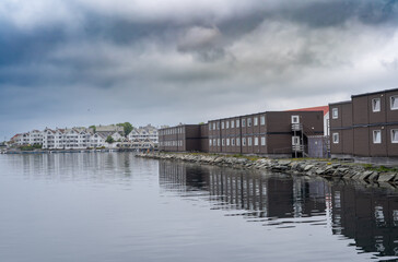 Obraz premium Modern buidlings in Hausgesund, Norway, near cruise terminal
