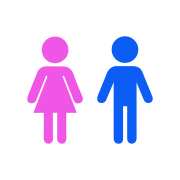 Minimalistic Woman and Man signs set. Pictograms vector illustration