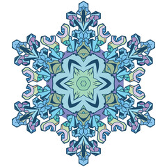 Snowflake winter. Hand drawn decorative vector illustration