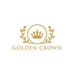 golden royal crown logo design Premium Vector
