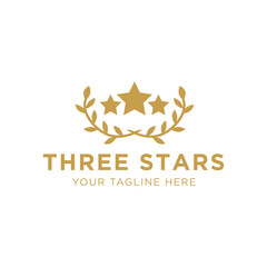 Three stars with laurel. Isolated on white
