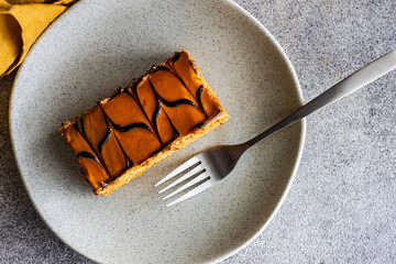 caramel cake on the plate