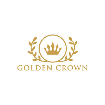  golden royal crown logo design Premium Vector