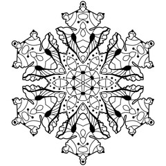 Snowflake winter. Hand drawn decorative vector illustration for coloring
