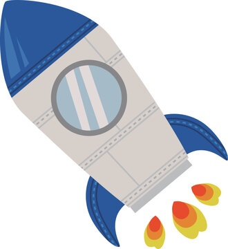 カジュアルな青いロケットのイラスト