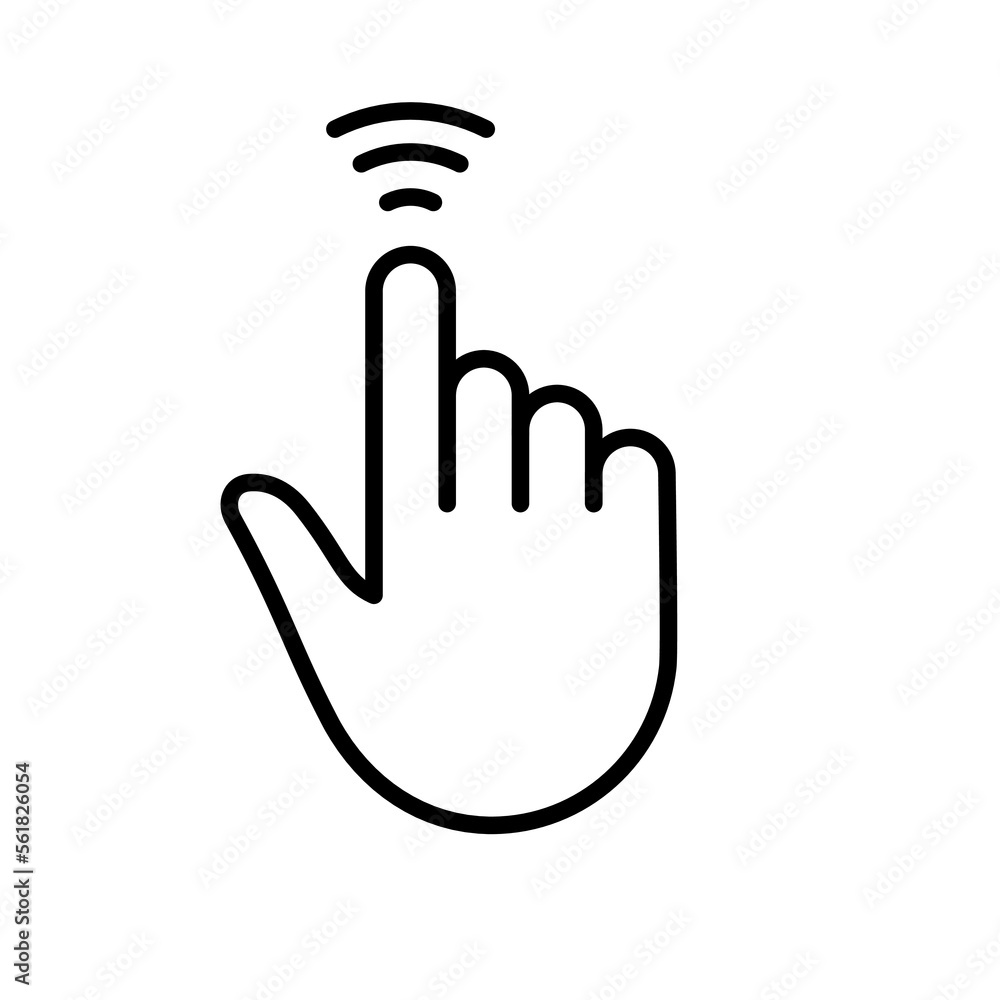 Poster the gesture of computer mouse. pointer finger black line icon. cursor hand linear pictogram. click p