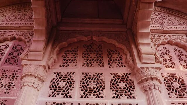 ancient hindu temple wall architecture from different angle at day