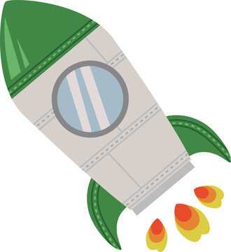 カジュアルな緑のロケットのイラスト
