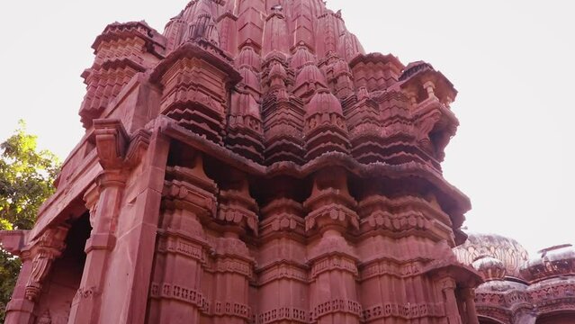 ancient hindu temple architecture from different angle at day