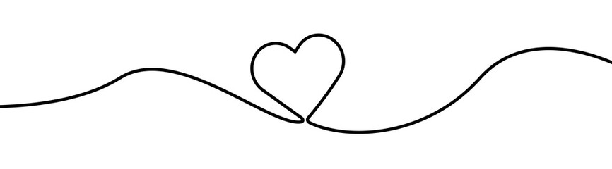 Love Heart shape drawing by continuos line, thin line design