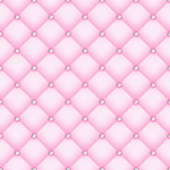 Baby pink quilted seamless pattern. Luxury vector with diamond decoration.
