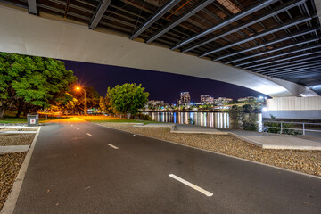View from under the bridge in South Brisbane, Australia