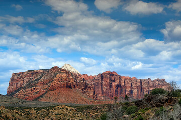 Beautiful monumental rock formations at Zion Canyon National Park, Utah.