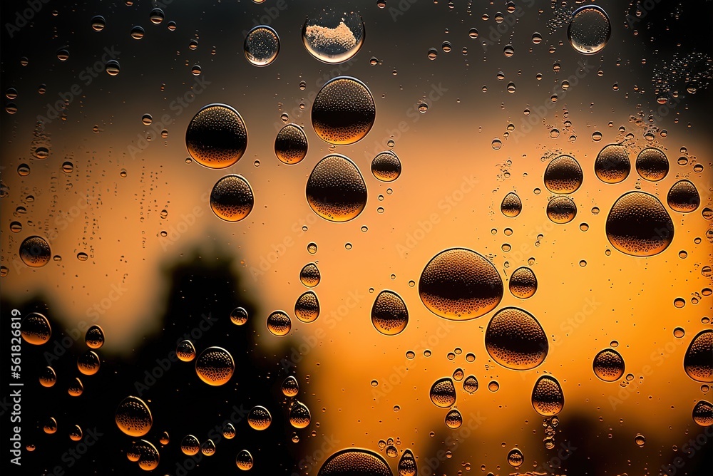 Poster trailing moist water drips of condensation on a window. Generative AI