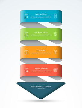 Down arrow infographic concept. Business template with 4 steps, options, parts. Can be used for diagram, chart, web design. Vector illustration.