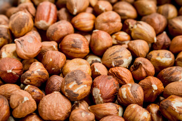 The texture of the shelled hazelnuts.