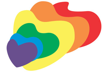 An abstract vector illustration of heart shapes in rainbow colors