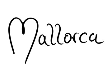 Mallorca, handwritten black on white 