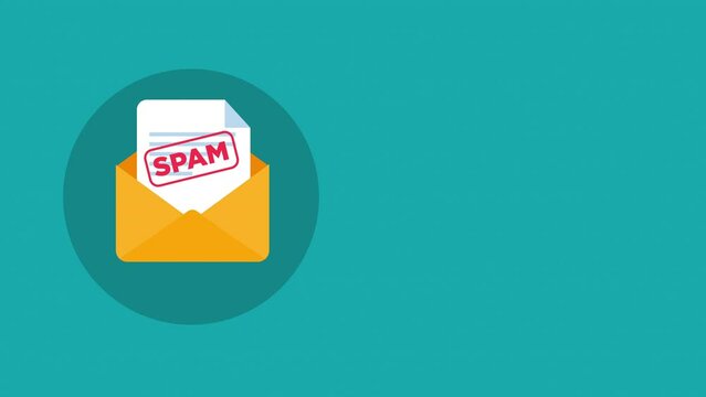 Spam. Spamming concept, motion animation. Email box hacking, spam warning.