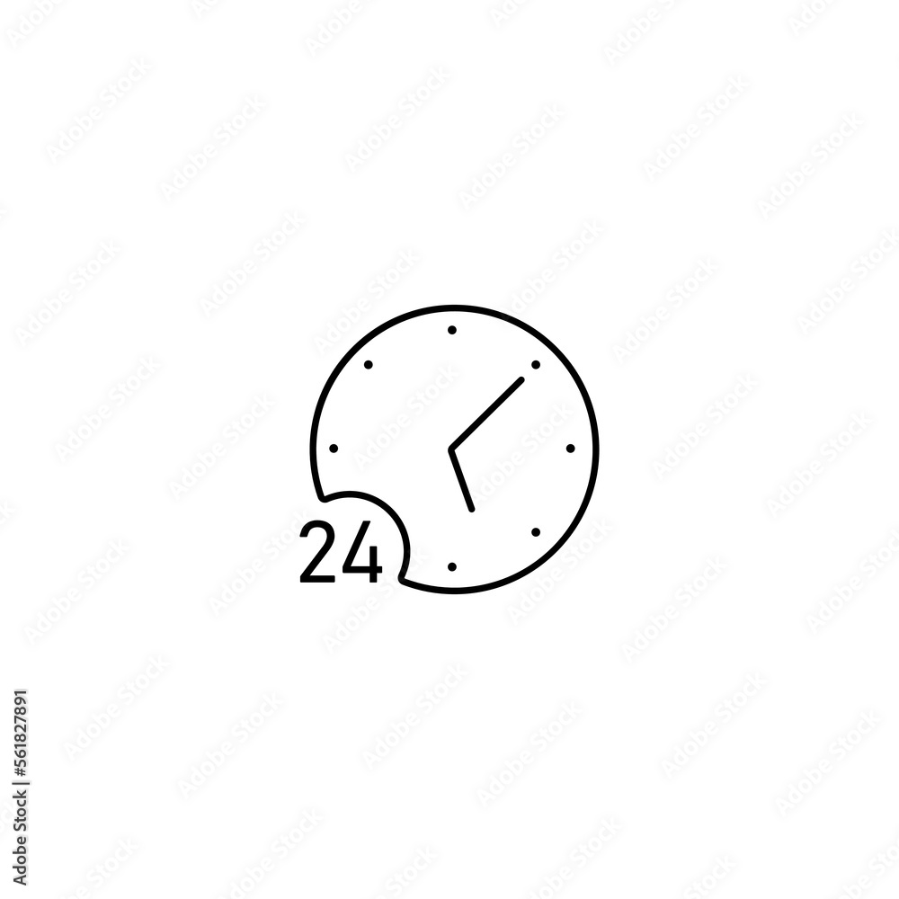 Poster around the clock time and clock line icons. vector linear icon set.
