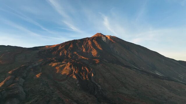 Aerial shot of Mount Teide volcano in Tenerife, Canaries, Spain. 4K