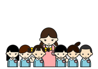 園児たちと先生